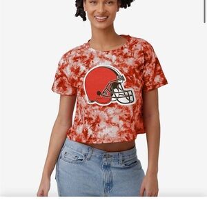NWT Foco Cleveland Browns Tie-Dye Football Helmet Crop Top XL